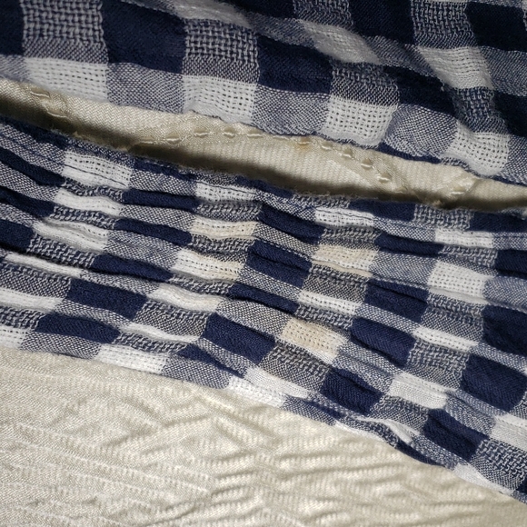 Gingham,women's blue and white button down shirt,size large. - Picture 6 of 8